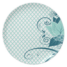 Partie florale abstraite d'aqua du filet | d'Abrax Assiettes Pour Soirée
