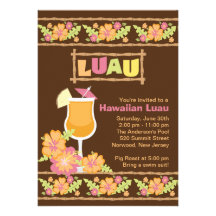 Partie hawaïenne de Luau de boissons tropicales él Invitation