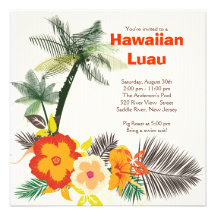 Partie hawaïenne de Luau de boissons tropicales él Cartons D'invitation