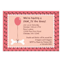 Partie Invitatio de fille d'anniversaire de chien  Faire-part