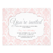 Partie moderne de rose de damassé cartons d'invitation
