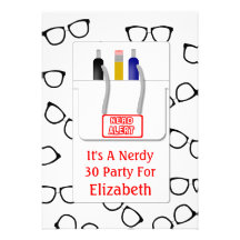 Partie nerd de thème en verre de protecteur nerd d invitations personnalisées