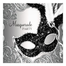 Partie noire argentée de mascarade de masque invitation
