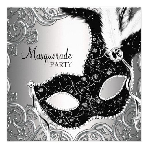 Partie noire argentée de mascarade de masque invitation