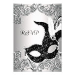 Partie noire argentée RSVP de mascarade de masque Faire-parts