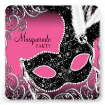 Partie noire de mascarade de masque de roses indie cartons d'invitation