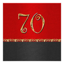 Partie noire élégante d'or de rouge soixante-dixiè invitations
