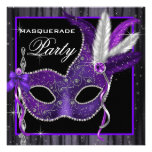 Partie noire et pourpre élégante de mascarade invitations personnalisées
