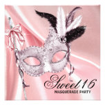 Partie noire rose de mascarade du bonbon 16 cartons d'invitation
