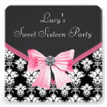 Partie noire rose du bonbon 16 à damassé invitations
