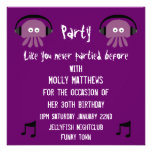 Partie personnalisable du DJ de méduses pourpres g Invitations Personnalisables