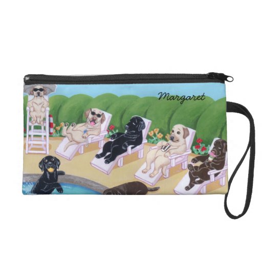 Partie personnalisée Labradors de côté de piscine Sac À Main Avec Dragonne