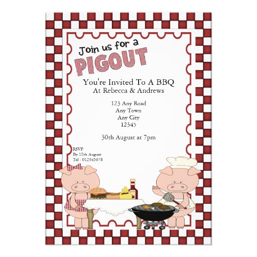 Partie porcine de BBQ Invitations