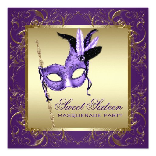 Partie pourpre de mascarade de sweet sixteen d'or bristols personnalisés