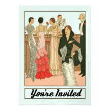 Partie sophistiquée d'élite vintage d'art déco invitations personnalisées