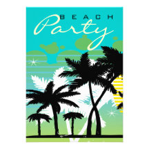 Partie tropicale de plage carton d'invitation