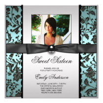 Partie turquoise du bonbon 16 à photo de damassé d invitations