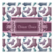 Partons danser le motif vintage victorien de botte cartons d'invitation personnalisés