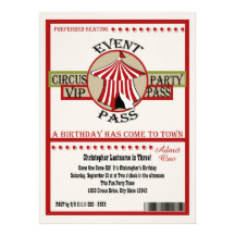 Passage d'événement de fête d'anniversaire de cirq invitations personnalisables