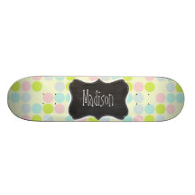 Pastel Colors, Polka Dot; Vintage Chalkboard Skate Board Decks
