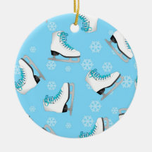 Patinage artistique - patins de glace bleus avec d décoration de noël