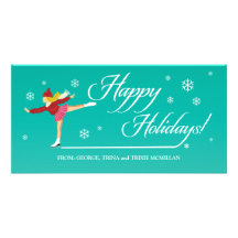 Patinage bonnes fêtes sur la glace photocartes
