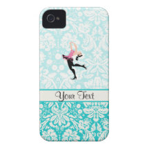 Patinage de glace turquoise de motif de damassé coque iPhone 4 Case-Mate