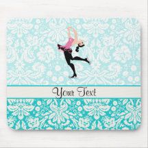 Patinage de glace turquoise de motif de damassé tapis de souris