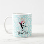 Patinage de glace turquoise de motif de damassé tasses à café