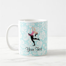 Patinage de glace turquoise de motif de damassé tasses à café