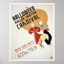 Patinage de rouleau de Halloween WPA 1936 Posters
