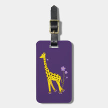 Patinage de rouleau drôle de girafe de bande dessi étiquettes pour bagages