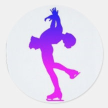 Patineur artistique rose et pourpre adhésif rond