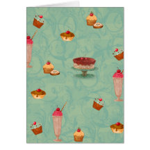 Patisserie de crème glacée de petit gâteau et carte de vœux