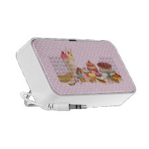 Pâtisseries un griffonnage de à petits pois haut-parleurs notebook