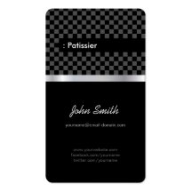 Patissier - Checkered noir élégant Cartes De Visite Personnelles