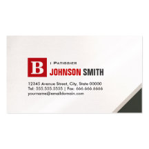 Patissier - rouge chic simple cartes de visite professionnelles