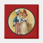 Patriotic_Boy et Girl_Magnet Aimants Pour Réfrigérateur