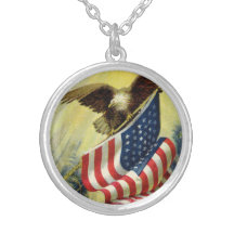 Patriotisme vintage, drapeau américain patriotique pendentif personnalisé