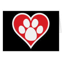 Patte de chien de coeur (foncée) cartes