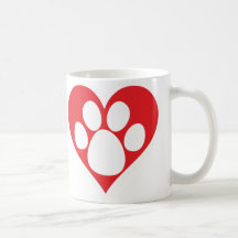 Patte de chien de coeur tasse