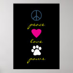 Pattes d'amour de paix affiches