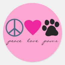 Pattes d'amour de paix autocollants ronds
