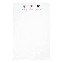 Pattes d'amour de paix papier à lettre customisable