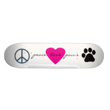 Pattes d'amour de paix plateaux de skate