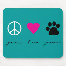 Pattes d'amour de paix tapis de souris