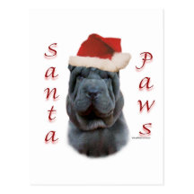 Pattes de Shar-Pei Père Noël de Chinois Cartes Postales