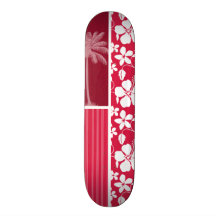 Paume tropicale ; ketmie de fuschia planches à roulettes customisées