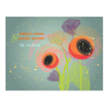 Pavots oranges grunges, cartes postales d'invitati