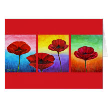 Pavots rouges de Valentine peignant - multi Carte De Vœux
